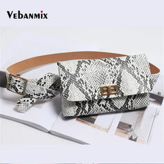 Leather Belt Bags Waist Pack Women Serpentine Bum Fanny Pack