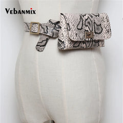 Leather Belt Bags Waist Pack Women Serpentine Bum Fanny Pack