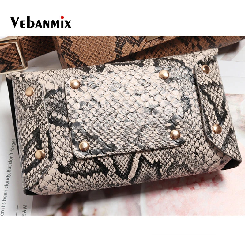 Leather Belt Bags Waist Pack Women Serpentine Bum Fanny Pack