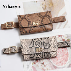 Leather Belt Bags Waist Pack Women Serpentine Bum Fanny Pack