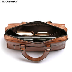 Men's Leather Laptop Briefcase Shoulder Bag
