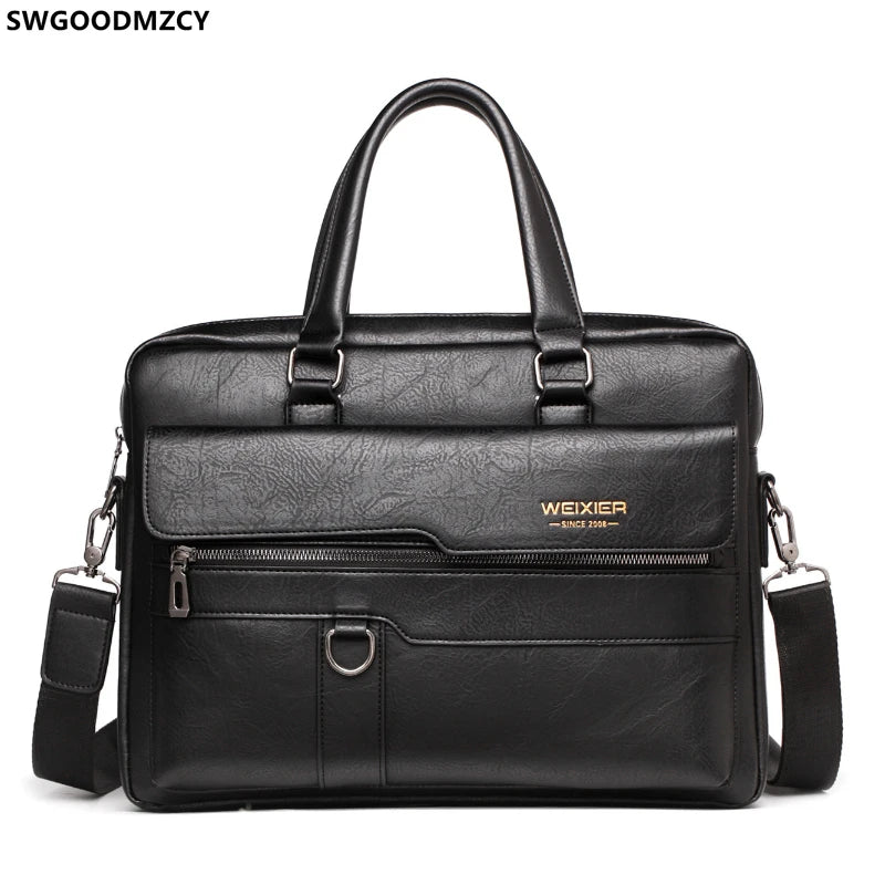 Men's Leather Laptop Briefcase Shoulder Bag