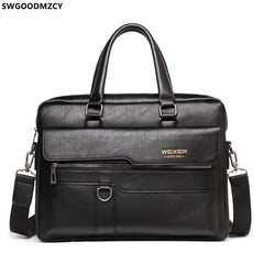 Men's Leather Laptop Briefcase Shoulder Bag
