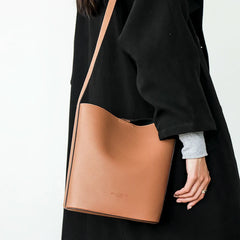 Leather Bucket Bag Women Shoulder Bag Crossbody Purse High Soft Handbag