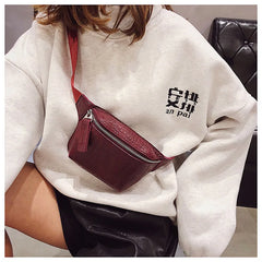 Leather Chest bag Fanny Pack Women Waist Bag Small Bum Waist Belt Bags