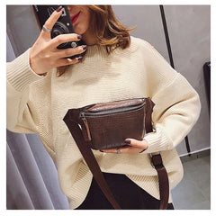 Leather Chest bag Fanny Pack Women Waist Bag Small Bum Waist Belt Bags