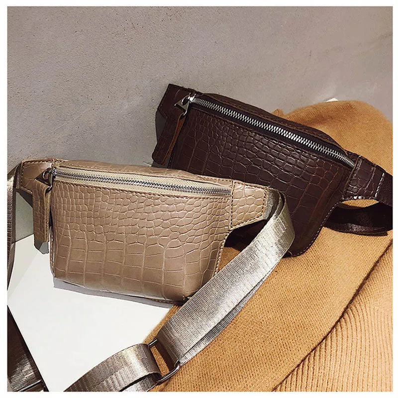 Leather Chest bag Fanny Pack Women Waist Bag Small Bum Waist Belt Bags