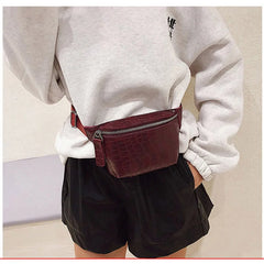 Leather Chest bag Fanny Pack Women Waist Bag Small Bum Waist Belt Bags