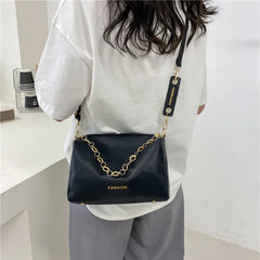 Leather CrossBody Bag with Heavy Chain Women Tote Handbag Shoulder Messenger Pur