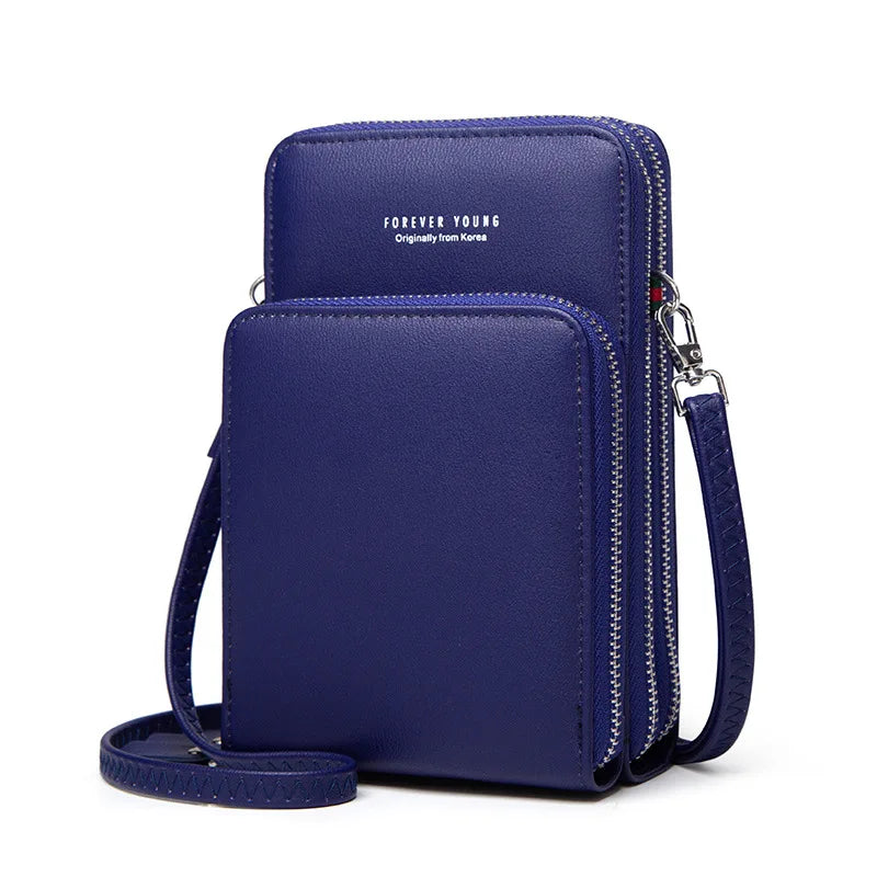 Women's Small Leather Crossbody Bag Zipper Clutch Purse