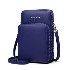 Women's Small Leather Crossbody Bag Zipper Clutch Purse