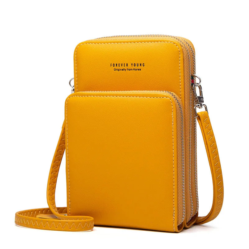Women's Small Leather Crossbody Bag Zipper Clutch Purse
