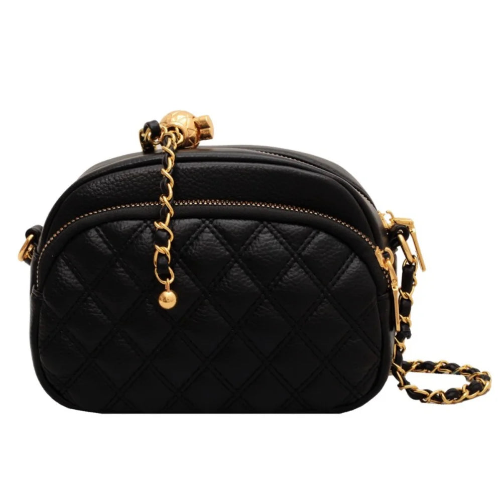 Rhombic Embroidery Crossbody Bag Women Chain Shoulder Handbag