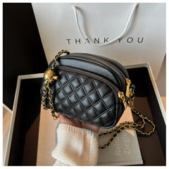 Rhombic Embroidery Crossbody Bag Women Chain Shoulder Handbag