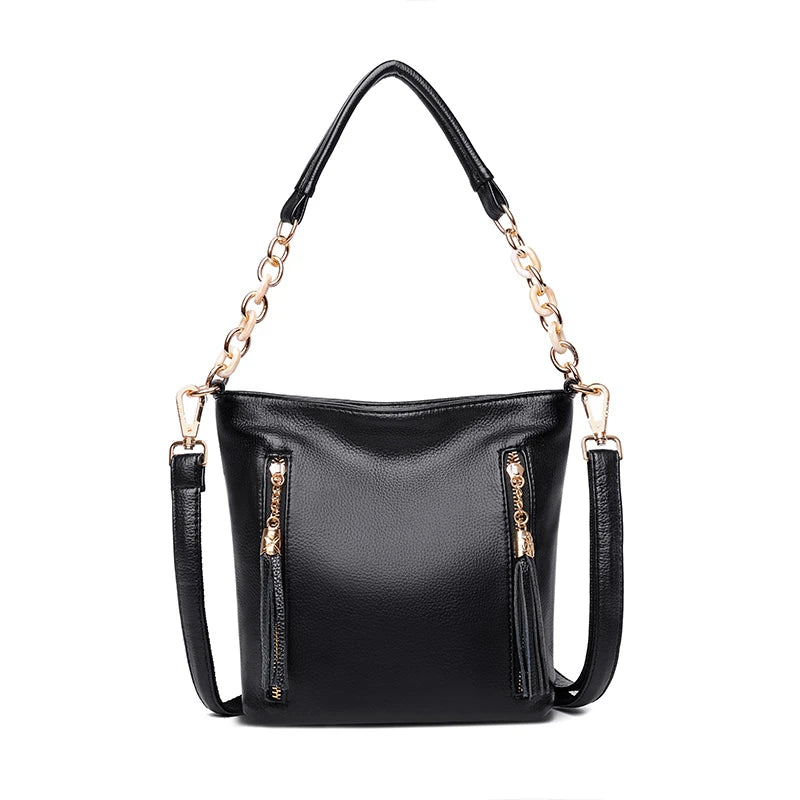 Leather Crossbody Bag Bucket Chains Shoulder Bag Purses Handbags Small Handbag