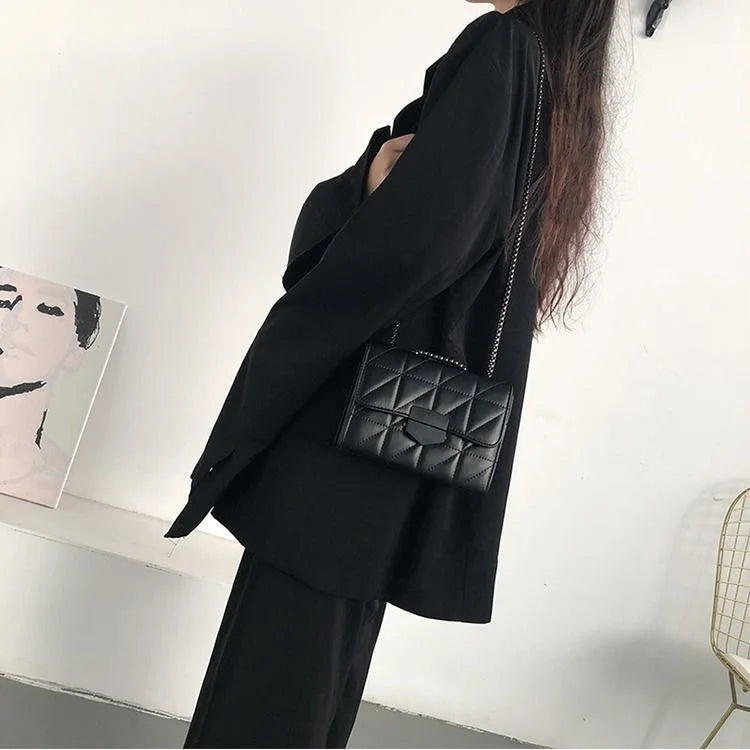 Quilted Leather Crossbody Rhombus Chain Bag Women Handbag