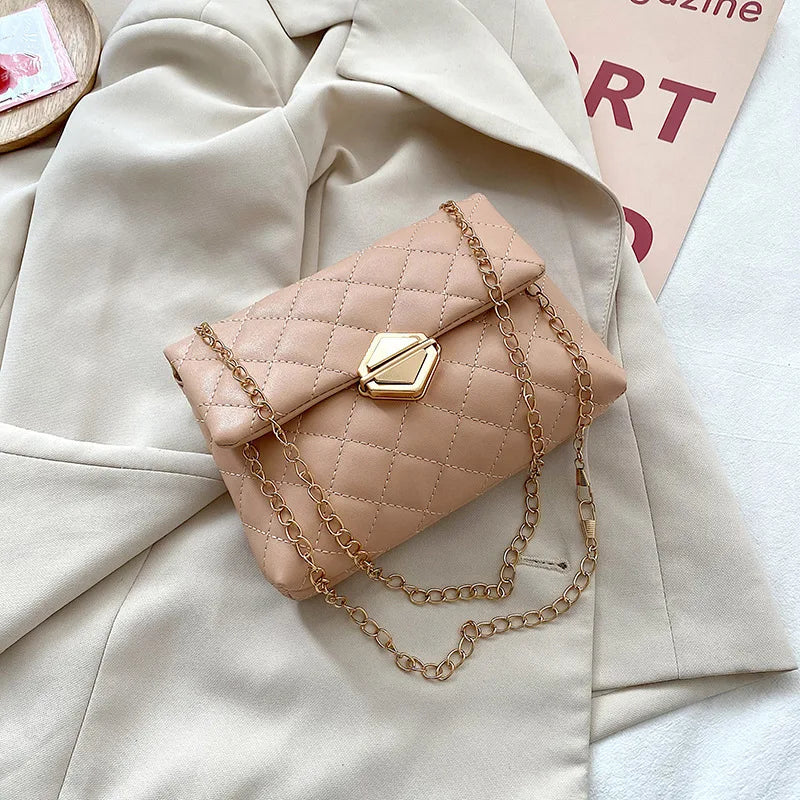 Leather Diamond Women Mini Crossbody Bag Single Chain Shoulder Purse