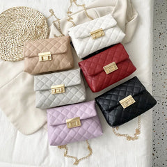 Leather Diamond Women Mini Crossbody Bag Single Chain Shoulder Purse