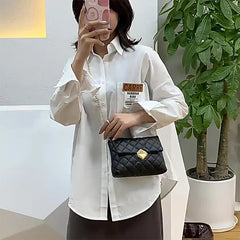 Leather Diamond Women Mini Crossbody Bag Single Chain Shoulder Purse