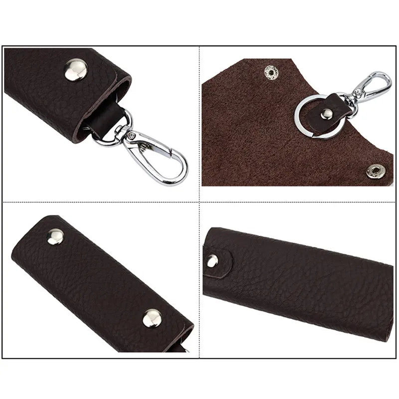 Leather Double Snap Key Holder Key Ring Organizer Accessories
