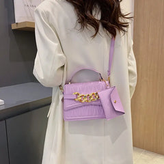 Purple Leather Crossbody Bag With Top Handle for Women