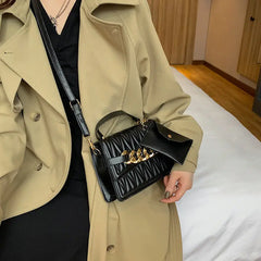 Purple Leather Crossbody Bag With Top Handle for Women