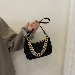 Leather Shoulder Bag Metal Chain Women Handbag Clutch Bags