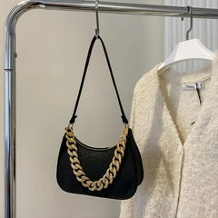 Leather Shoulder Bag Metal Chain Women Handbag Clutch Bags