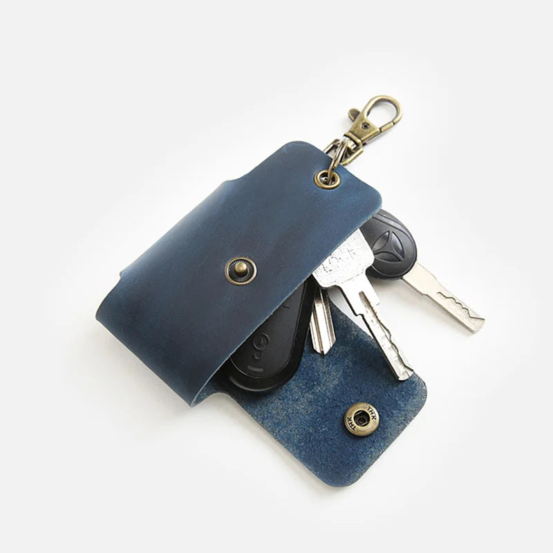 Leather Key Holder Car Key Wallet Key Organizer Smart Keychain Chain Purse
