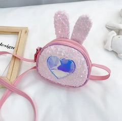 Sequined Rabbit Shoulder Bag Heart Pattern