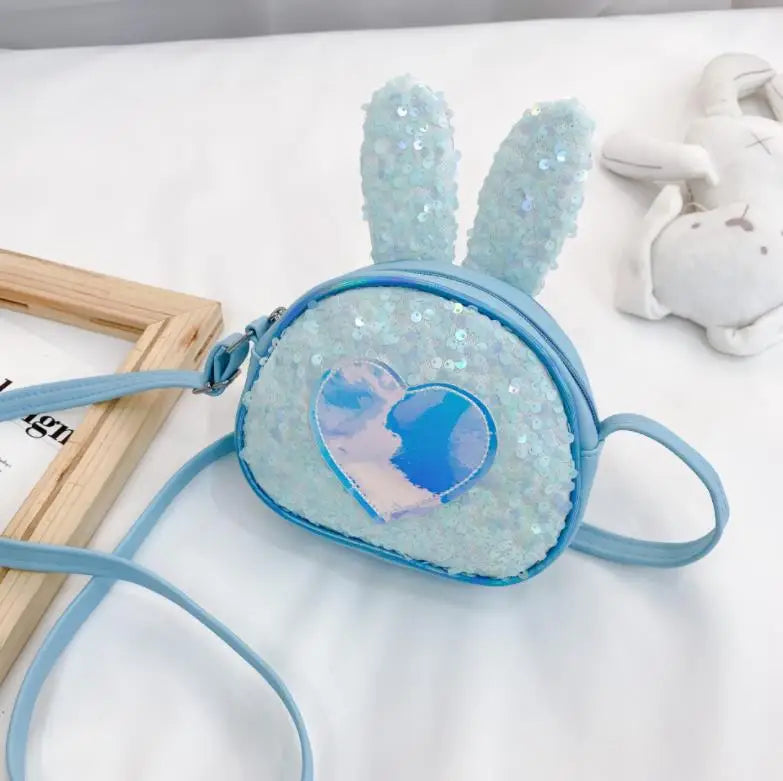 Sequined Rabbit Shoulder Bag Heart Pattern