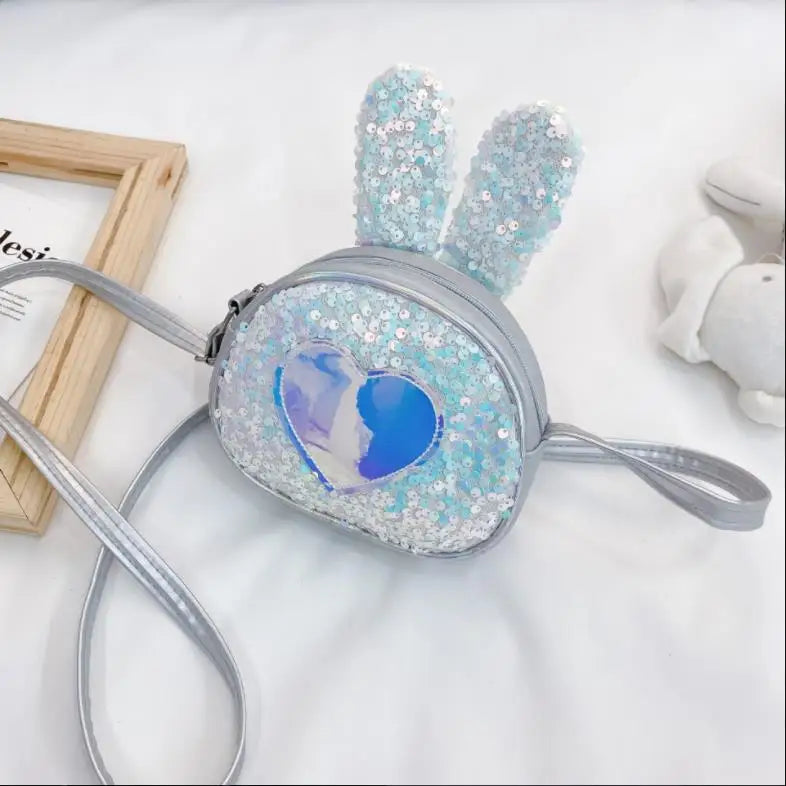 Sequined Rabbit Shoulder Bag Heart Pattern