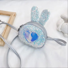 Sequined Rabbit Shoulder Bag Heart Pattern