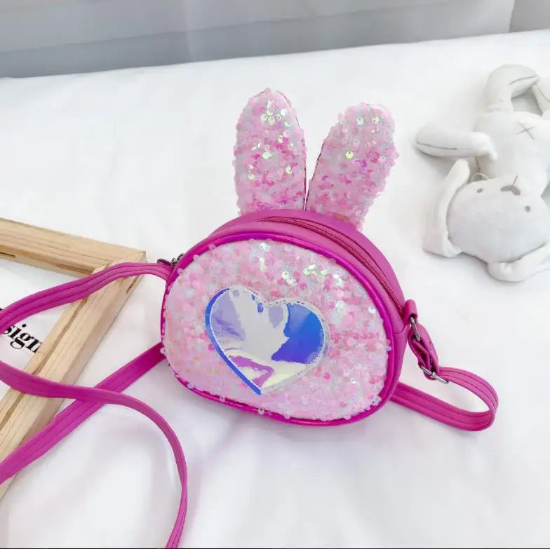 Sequined Rabbit Shoulder Bag Heart Pattern