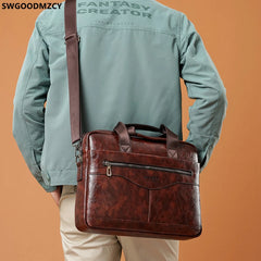 Men's Leather Laptop Bag Crossbody Briefcase Office Handbag