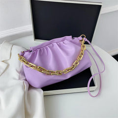 Leather Handbag Cloud Bag Solid Leather Party Clutch Bags
