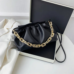 Leather Handbag Cloud Bag Solid Leather Party Clutch Bags