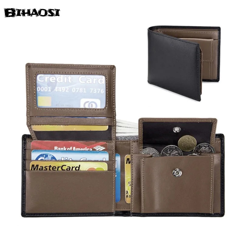 Rfid Anti-theft Men's Wallet Wristlet Leather Purse Cash Wallet