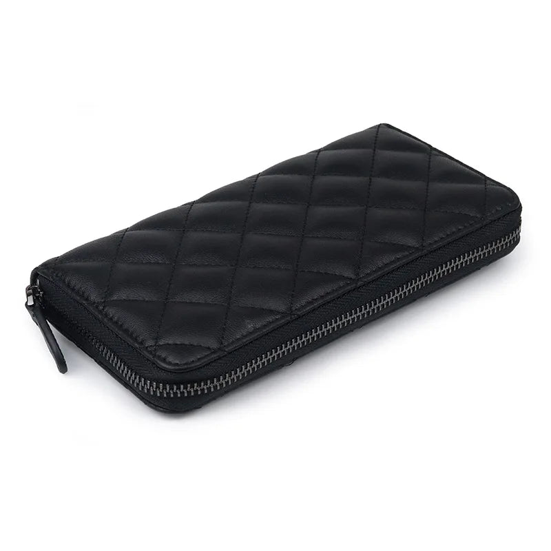 Sheepskin Long Wallet Clutch Bag Men's Women's Large Capacity