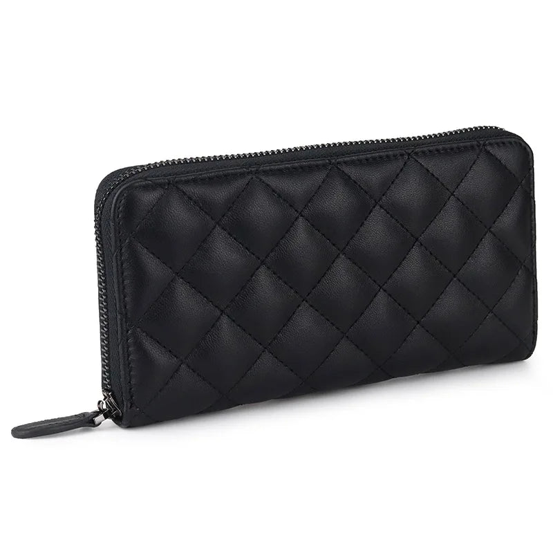 Sheepskin Long Wallet Clutch Bag Men's Women's Large Capacity