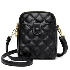 Quilted Rhombus Leather Messenger Handbag for Ladies