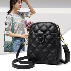 Quilted Rhombus Leather Messenger Handbag for Ladies