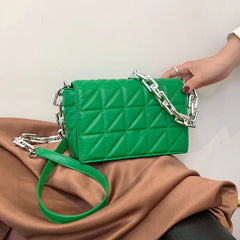 Quilted Orange Leather Crossbody Bag for Women