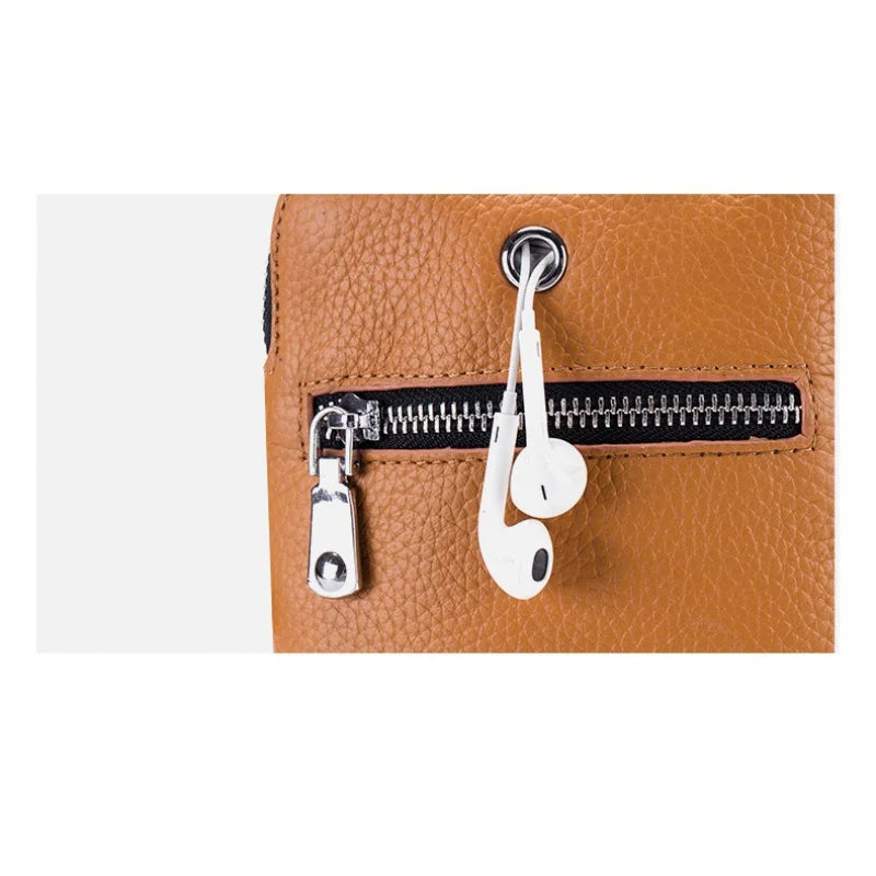 Leather Mobile Phone Bag Soft Leather Shoulder Messenger