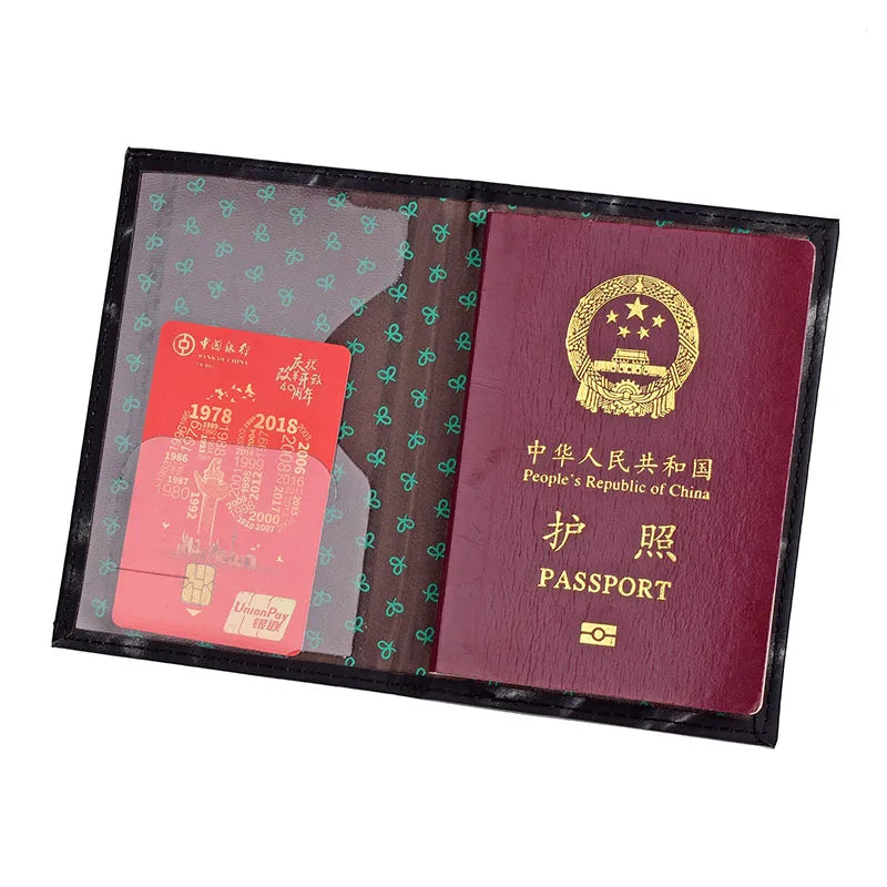Leather Passport Cover for Travel Wallet Document Holder
