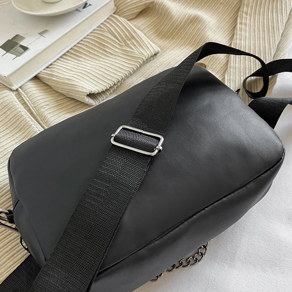 Vintage Leather Shoulder Bag with Rhombus Pattern Crossbody Hand Bag