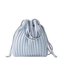 Pleated Stripe Bucket Bag Crossbody Tote for Women