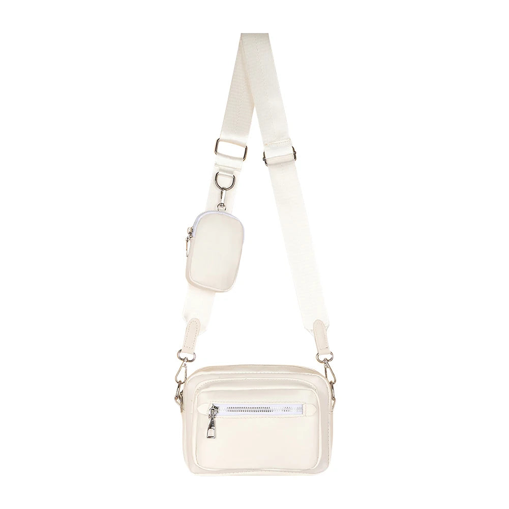 Leather Shoulder Bags Hand Crossbody Bags Soft Square Zipper with Small Purse