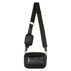 Leather Shoulder Bags Hand Crossbody Bags Soft Square Zipper with Small Purse