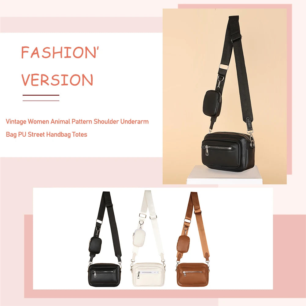 Leather Shoulder Bags Hand Crossbody Bags Soft Square Zipper with Small Purse